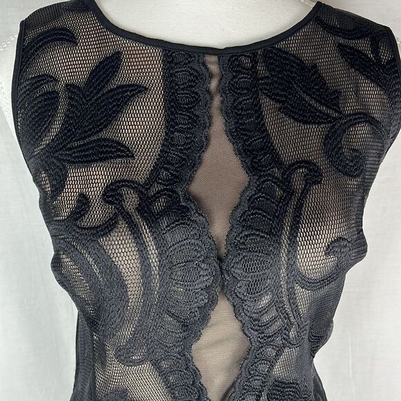 JAX Black Label Black Floral Knee Length Cocktail Dress - Picture 2 of 6